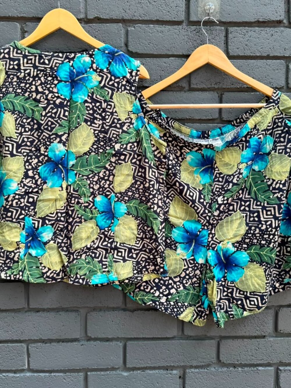 VTG White Stag Floral Tropical Hawaiian 2 Piece Short Set Coastal Resort Beach X - Picture 15 of 16
